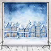 Aperturee - Snowy Field Town House Winter Photography Backdrop
